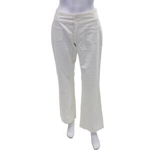 U-Key Womens Cotton Pocketed Detail Flared Leg Jeans Solid White Size 40
